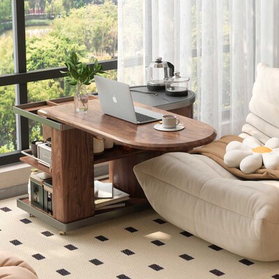 可移动茶桌家用阳台小桌子沙发边几轻I奢现代简约实木岩板泡茶台