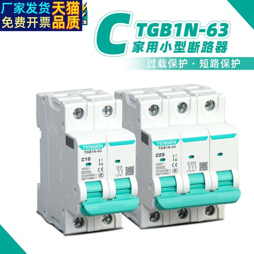 天正电气小型断路器tgb1n-63家用空开DZ47-63A2P空气开关3P电闸