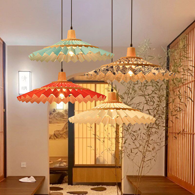 竹艺仿古雨伞吊灯创意个性餐厅火锅店禅意茶楼酒店中国风竹编伞灯