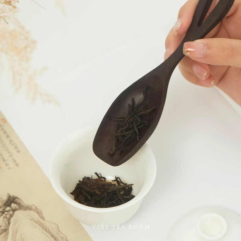 手工黑檀木茶勺实木茶匙茶则小铲子功夫泡茶茶具配件六君子分茶器
