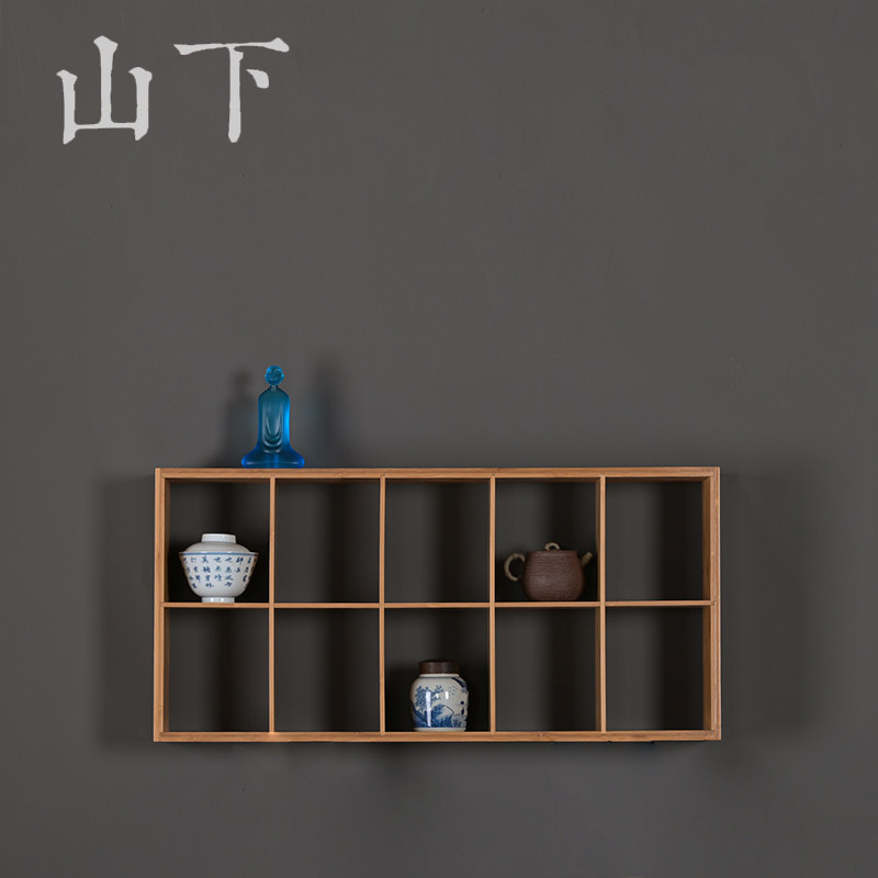 博古架挂墙竹制多宝阁墙上茶壶茶具收纳格子架置物架玄关装饰壁挂