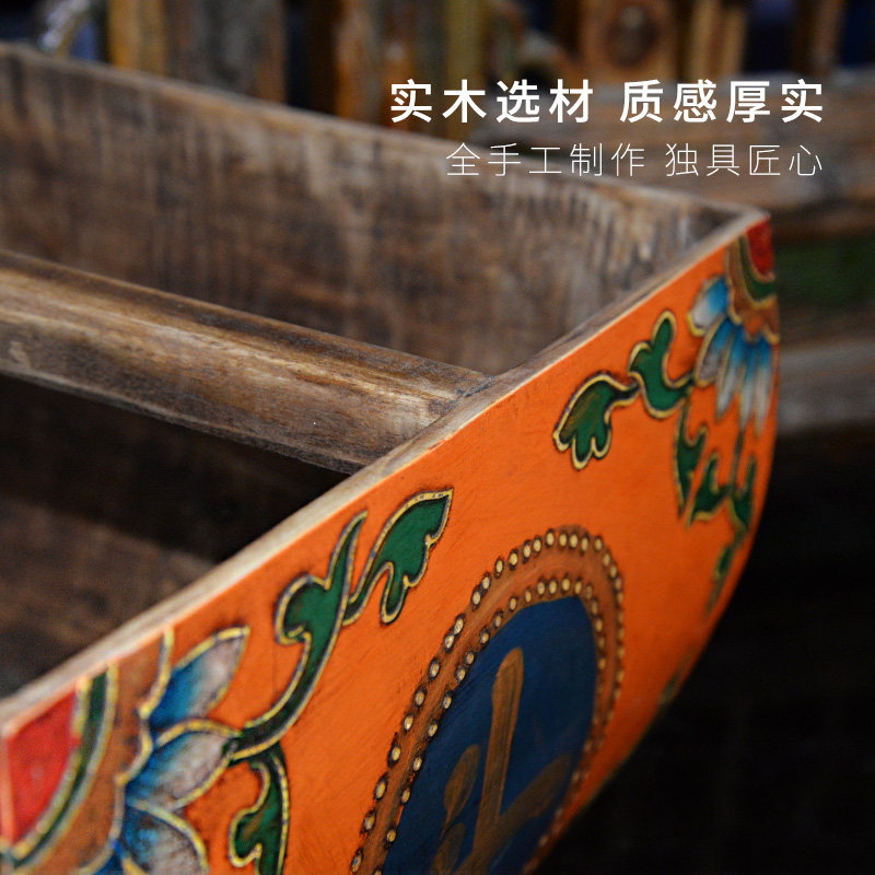 招财日进斗金实木米斗升家用仿复古做旧老式物件开业礼品装饰摆件