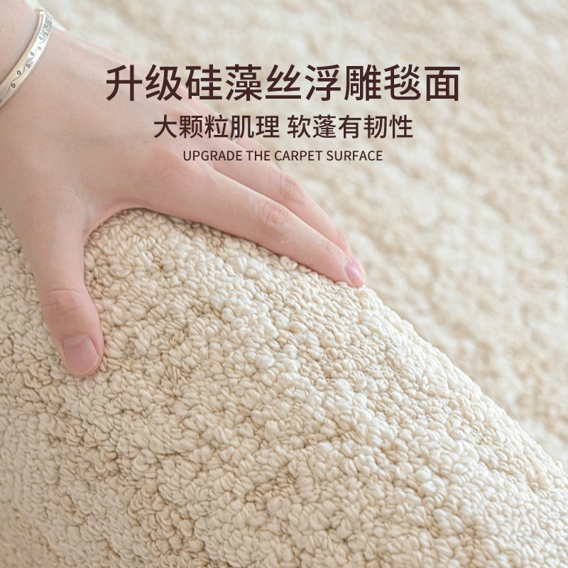 地毯客厅2025新款大面积全铺免打理轻奢高级奶油风硅藻丝隔音地垫