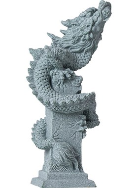 国潮精品飞龙在天招财摆件创意生肖盘龙柱鱼缸造景客厅桌面装饰品