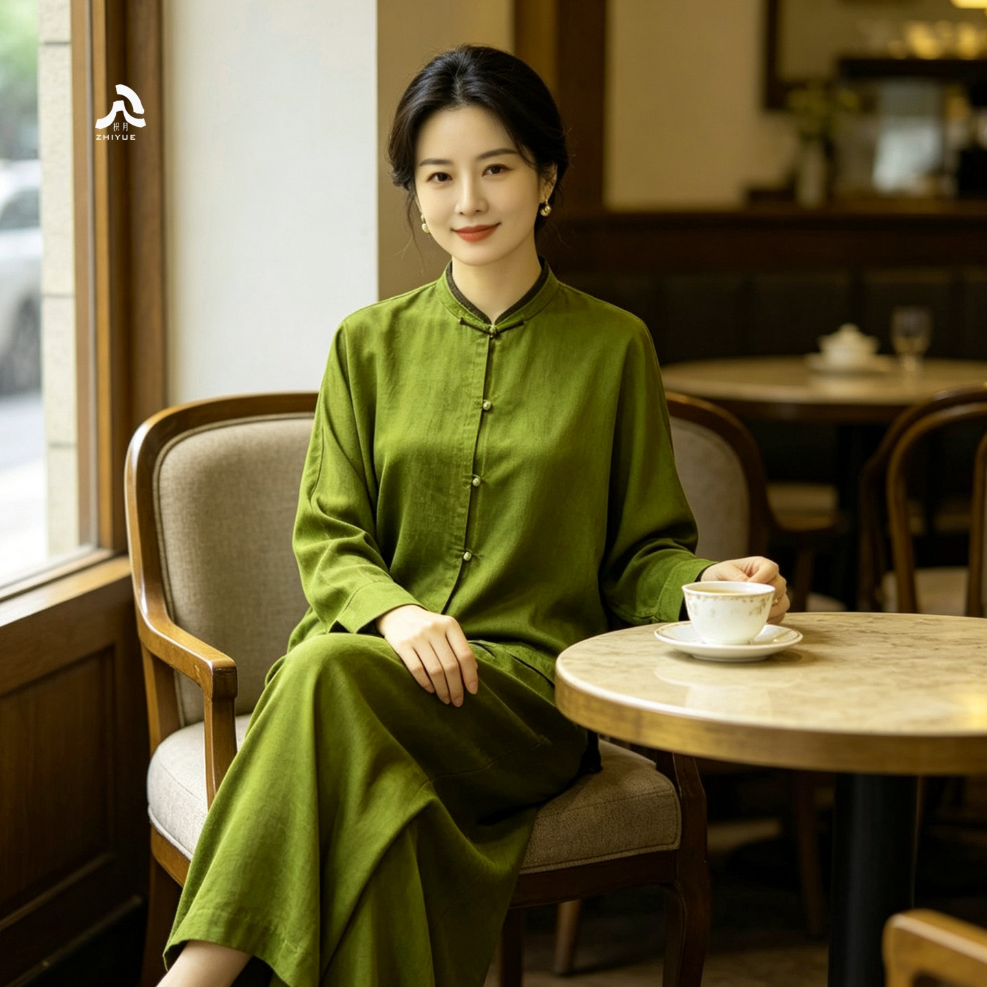 枳月[绿卿]新中式衬衫龟纹香云纱100%真丝桑蚕丝2026春夏新款女装