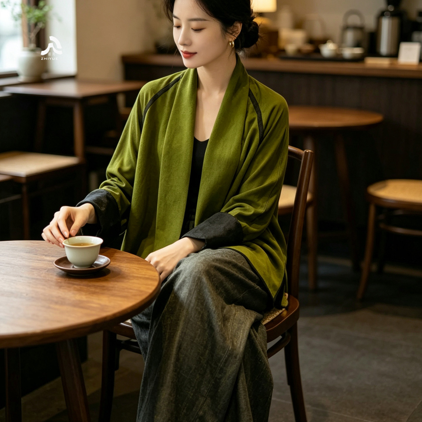 枳月[绿卿]女士真丝阔腿裤龟纹香云纱2026夏季新款宽松花苞裤薄款