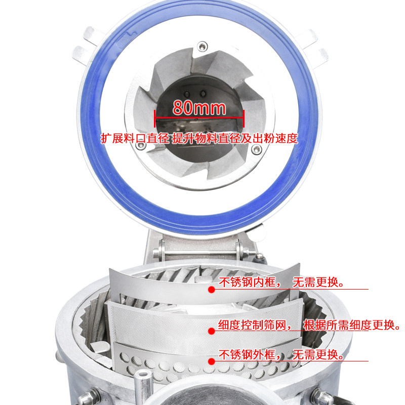 永历双腔分级流水式粉碎机打粉机超细研磨机商用中药材三七磨粉机
