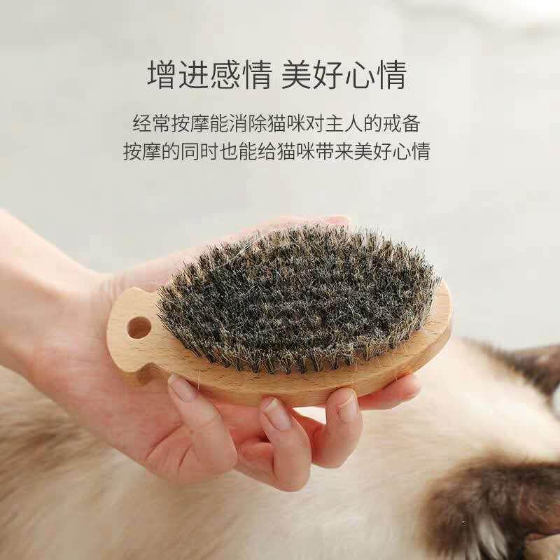 MOMI摩咪猫咪亮毛梳天然猪鬃除尘亮毛刷无静电被毛护理短毛猫虎猫