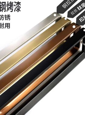 玻璃门拉手不锈钢加厚地弹门把手黑色玫瑰金钛金有无框门拉手304