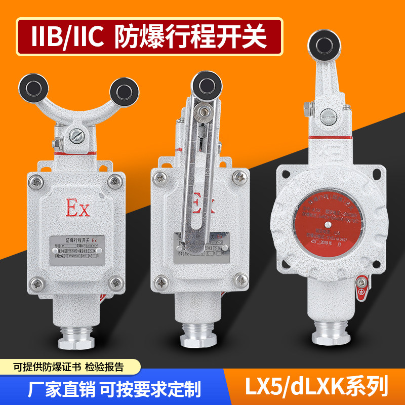 防爆行程开关IIB/IIC防爆脚踏开关防爆隔离限位开关单臂双壁滚轮