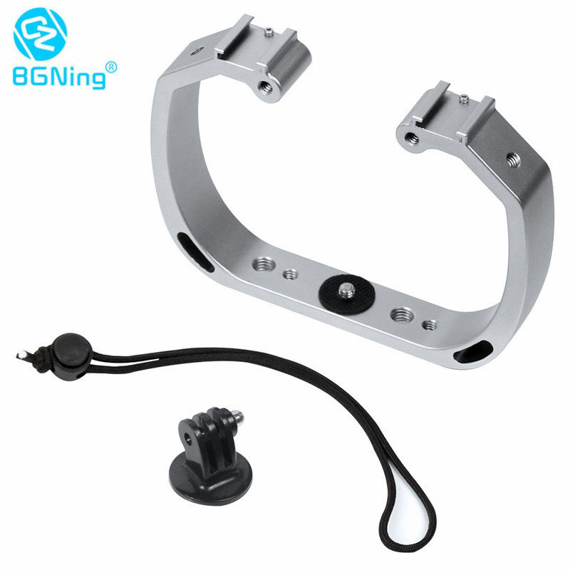 BGNing相机双头热靴补光灯手持支架适用GoPro/小蚁/山狗自拍摄影