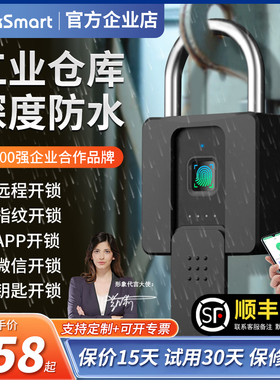 仓库智能指纹密码锁户外防水家用庭院远程遥控电子大门锁挂锁小锁