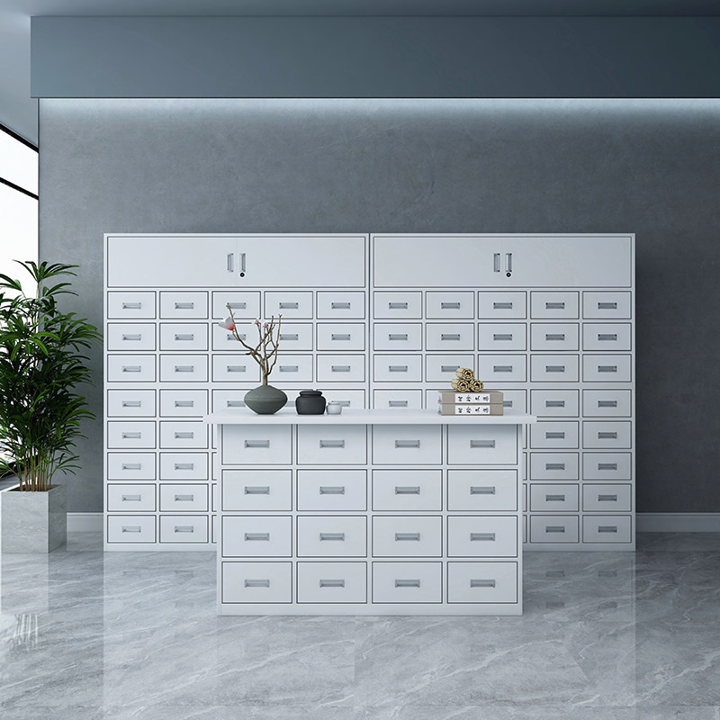 钢制中药柜药房诊所药柜铁皮40/50/60多斗中医草药柜药材柜调剂台