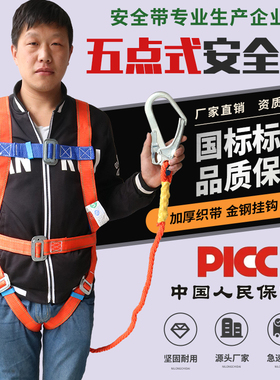 国标欧式全身五点式高空作业安全带空调安装施工地防坠落保险带绳