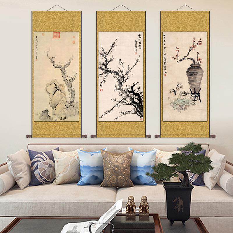 名家字画卷轴画花鸟画梅花图墨梅画水墨画国画丝绸画绢画装饰画