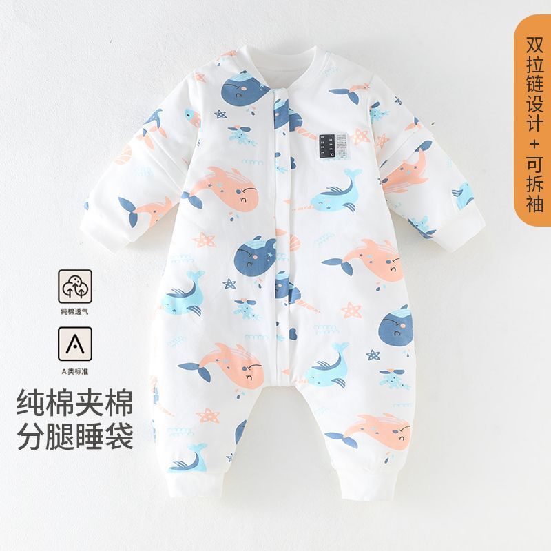 新生婴儿睡袋秋冬款恒温儿童防踢被夹棉保暖分腿睡袋安阳童装