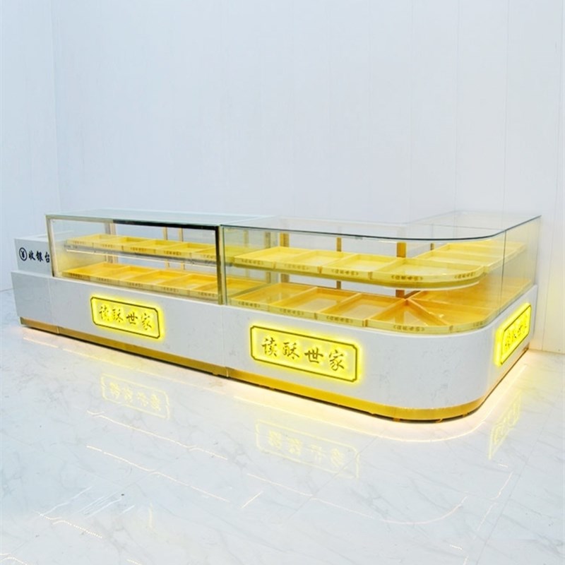 转角桃酥柜大理石点心面包店展示柜中岛柜烤漆面包柜糕点柜台展柜
