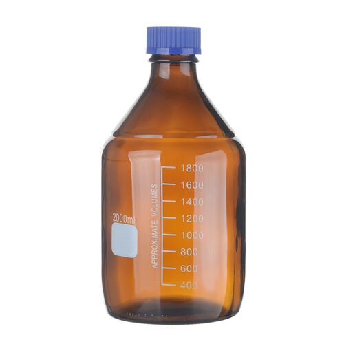 棕色玻璃丝口瓶蓝盖试剂瓶GL45螺口刻度2000ml色谱流动相瓶密封瓶