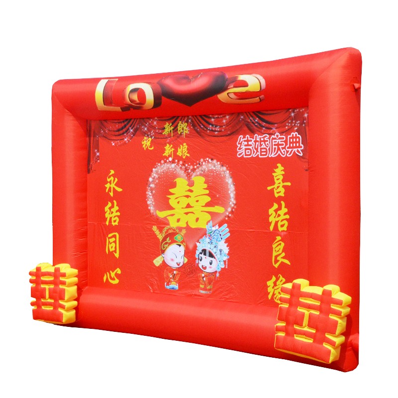 新款婚庆背景墙充气拱门喷绘背景创意彩虹门场景布置婚礼气模道具