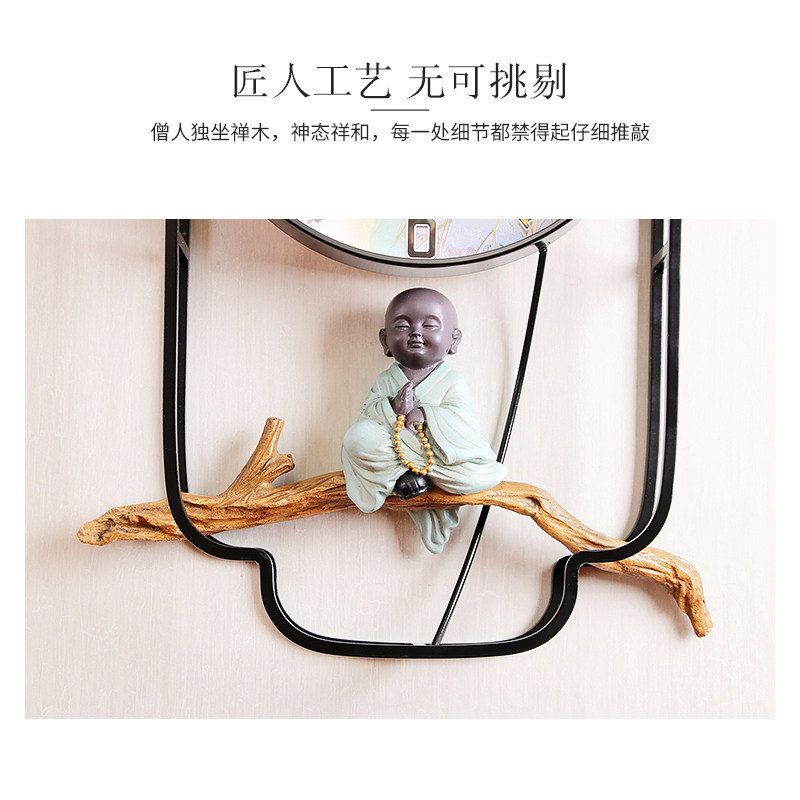 新中式艺术钟表禅意挂钟家用时钟时尚创意个性简约客厅静音石英钟