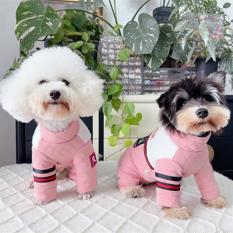 泰迪比熊博美狗狗加厚包肚保暖棉大衣宠物猫咪犬双排扣可牵引冬装