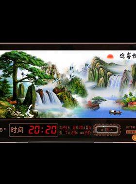 万年历电子钟新款智能客厅挂钟生意兴隆冰晶大装饰画数码信息日历