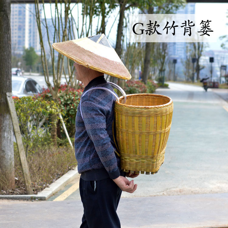 手工竹编精品背篓宝宝小背篓竹椅餐椅采摘篓竹筐背袋舞蹈道具包邮
