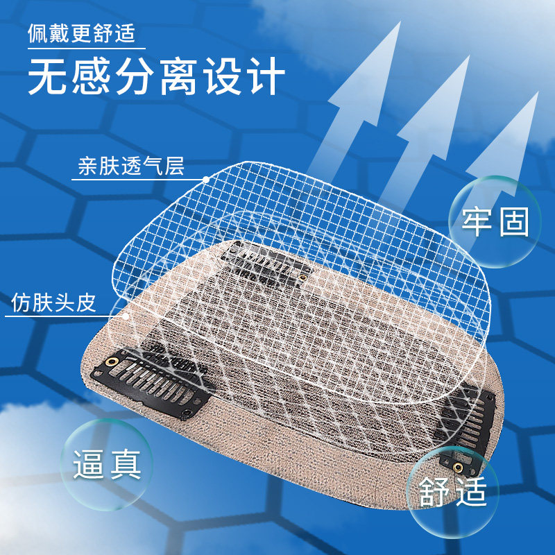 假发片女头顶补发遮白发补头顶短真发假发长发刘海自然前额神器