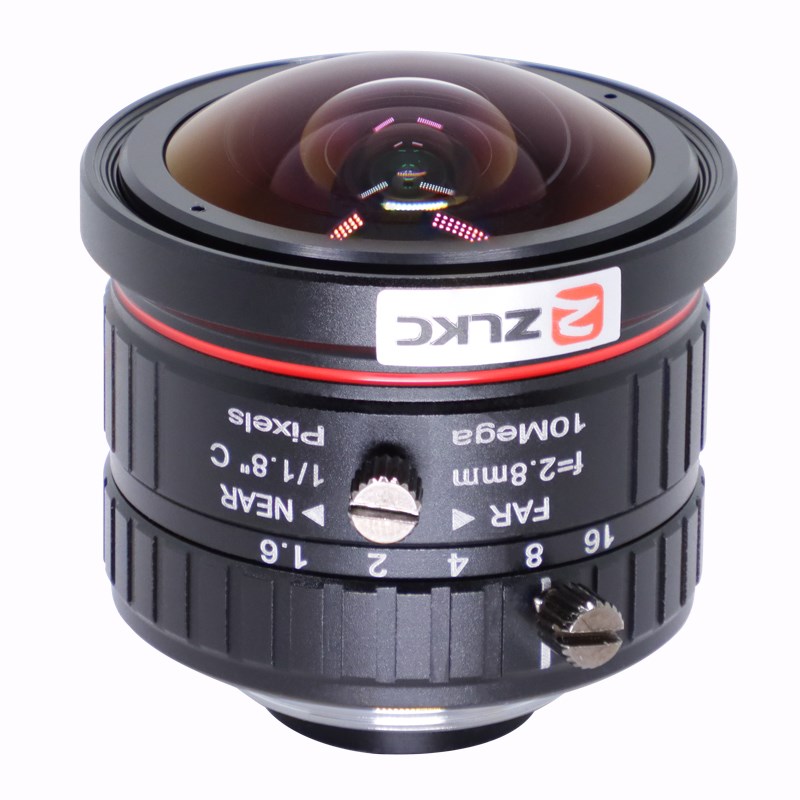 C口2.8mm广角镜头手动光圈工业镜头1/1.8 1000万F1.6定焦鱼眼镜头