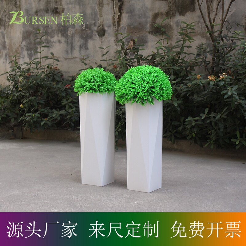 烤漆白 八角 艺术花盆 园艺 橱窗装饰道具 软装配饰 绿植箱 套盆