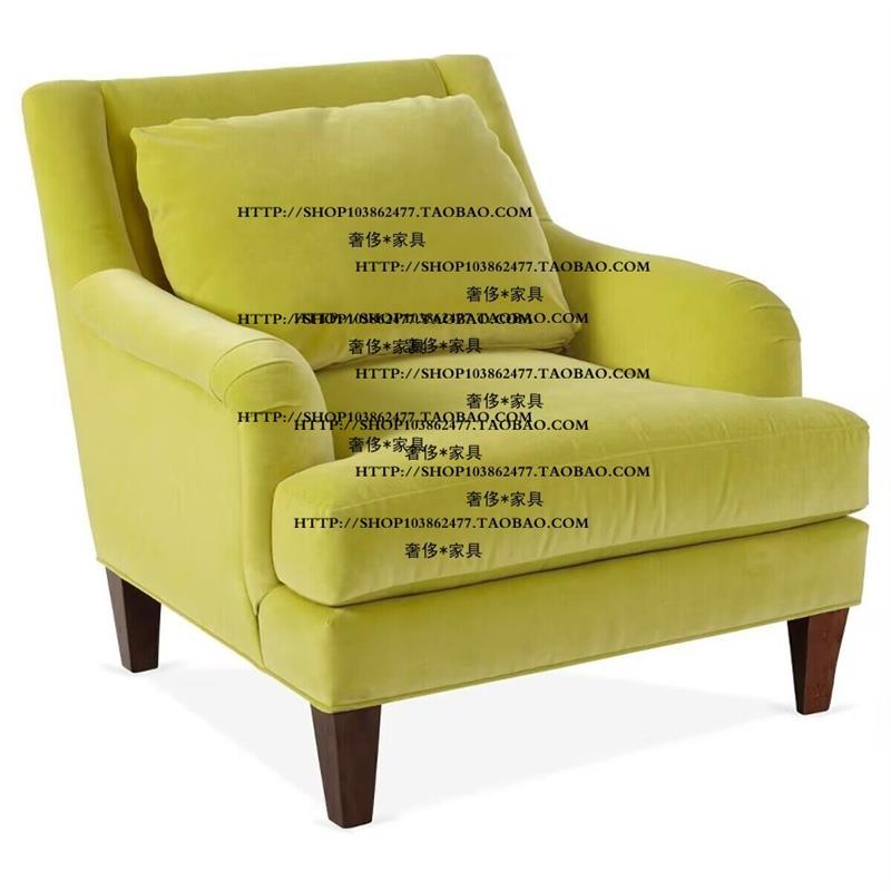 北欧美式中古风格实木布艺单人位沙发椅洽谈椅交椅老虎椅阳台椅