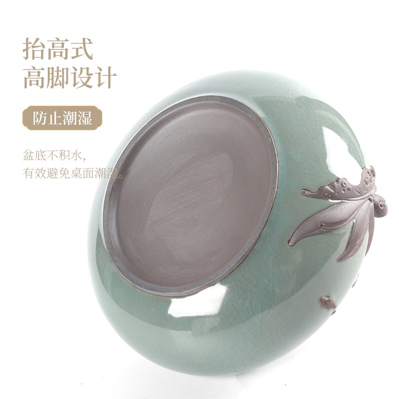 精品复古哥窑水培花盆陶瓷桌面白掌绿植盆栽大号铜钱草睡莲专用盆