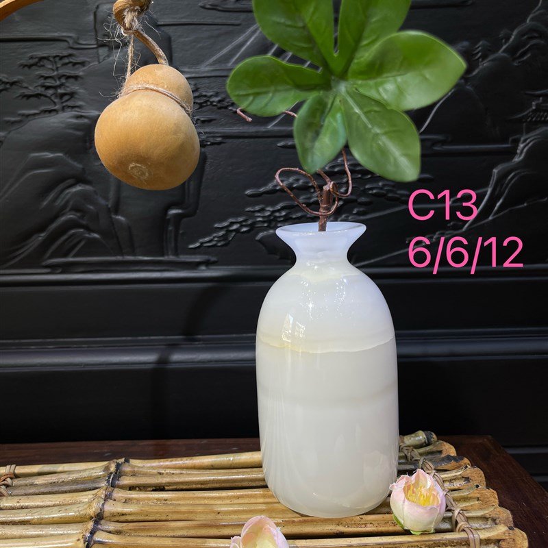 天然玉石小号花瓶摆件干花插花中式客厅电视柜工艺品礼品佛前净瓶