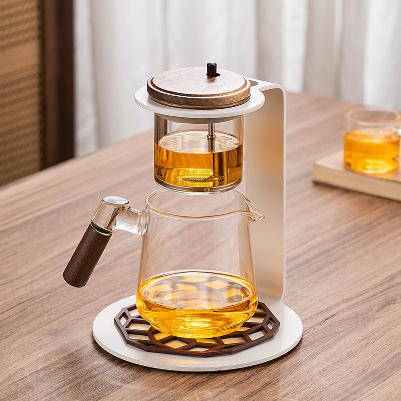 叙锦自动懒人泡茶器玻璃飘逸杯高档茶具套装冲茶器整套泡茶壶茶架