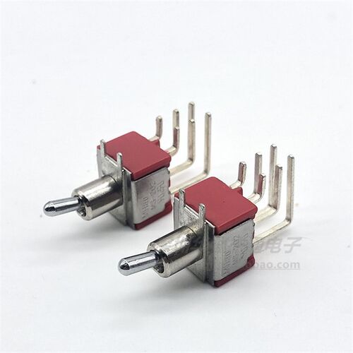 进口台湾MHAO钮子开关6脚2档 6脚3档 侧弯脚摇臂扭子开关2A250V