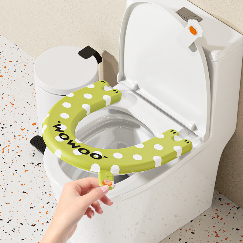 日式香薰U型马桶坐垫防水粘贴式坐便垫 可爱加厚带提手通用马桶垫