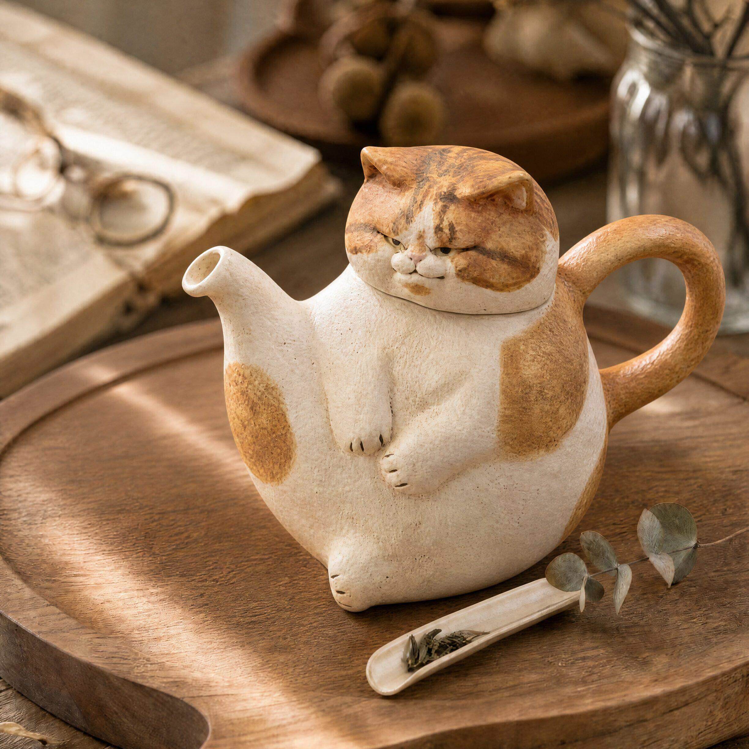 日式粗2陶猫咪瓷杯具套装高颜J3642值家用陶待客喝茶杯6茶具套装2