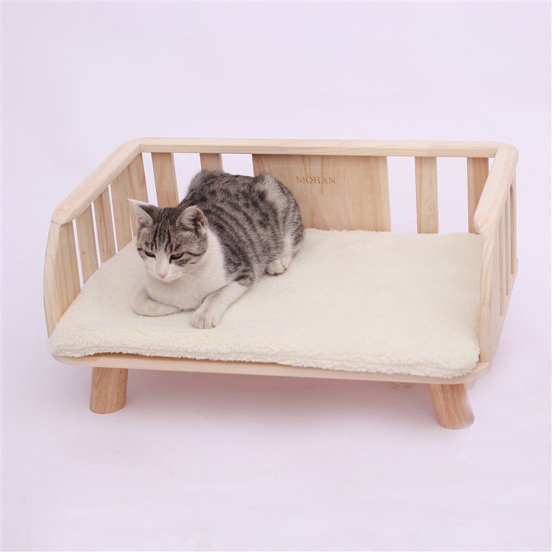 墨菡木质猫床四季通用猫狗窝可拆洗猫沙发实木宠物床猫咪用品定制