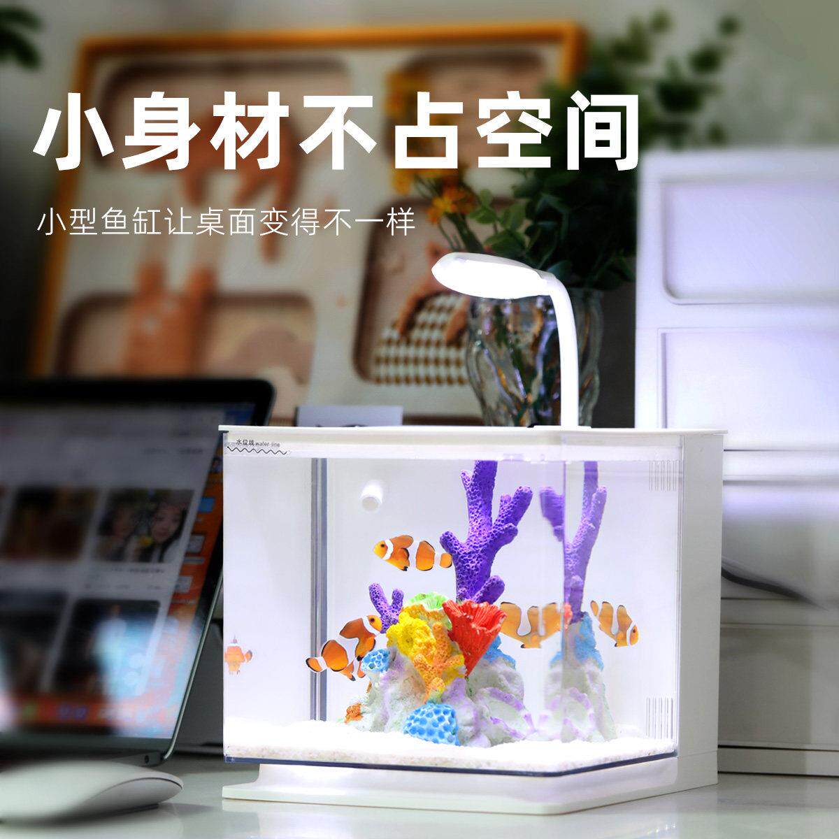 桌面自循环鱼缸厅小型小丑鱼缸水克亚力迷你免换RYG水懒人淡客水