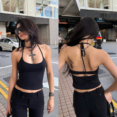 ICVIBE Air基础系列·分层设计 挂脖托胸+收腰黑色背心