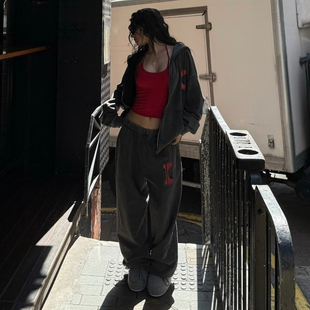 卫裤 ICVIBE 灰黑炒色做旧印花卫衣 街头·400g重磅线圈 美式