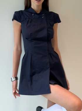 Ruby选品玄学·高段位少女感 收腰+小翻领 missy藏蓝连衣裙