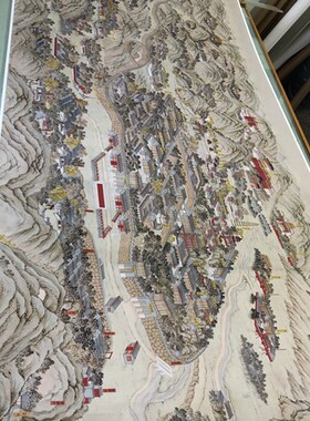 清 管念慈 承德避暑山庄热河行宫图 中式建筑人物装饰画绢布微喷