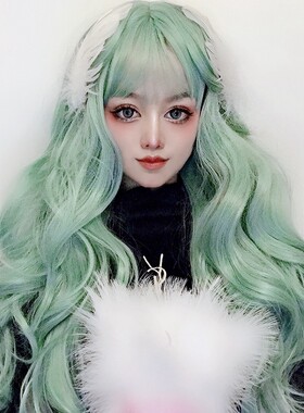原宿软妹lolita假发女长发甜美可爱空气刘海长卷发型街拍彩色假毛