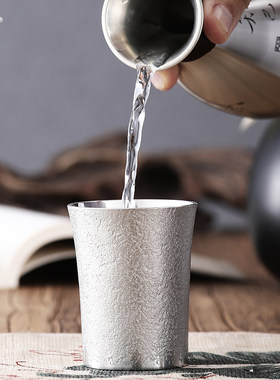 斑锡龙纯锡锤纹酒杯手工锡制小号白酒杯2两装家用日式酒具锡器