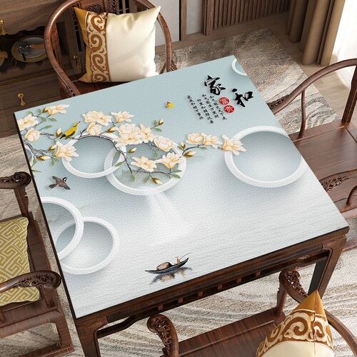 方形桌垫茶几垫防水防油免洗可擦中式桌布pvc餐桌垫3D桌面垫子