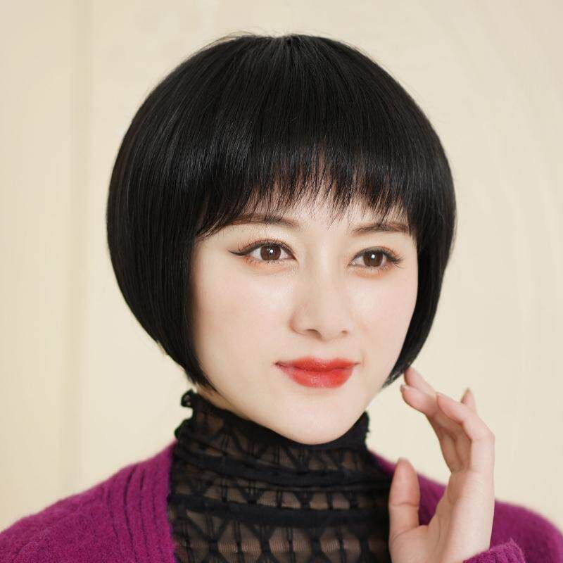 2024时尚新款假发女短发真发波波头圆脸发型薄款透气真头发全头套