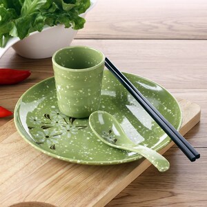 小雏菊A5塑料圆盘密胺盘子小吃盘菜盘碟子盖浇饭餐盘平盘仿瓷餐具