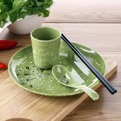小雏菊A5塑料圆盘密胺盘子小吃盘菜盘碟子盖浇饭餐盘平盘仿瓷餐具