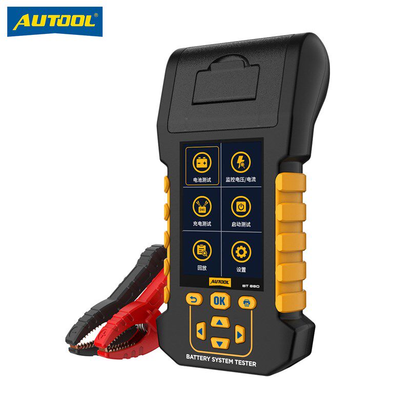 AUTOOL BT880汽车蓄电池检测仪12/24V电瓶电量打印寿命漏电监控